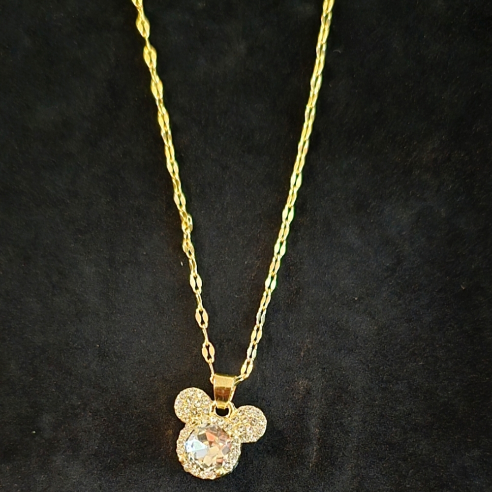 Gold-Plated Mickey Mouse Pendant Necklace